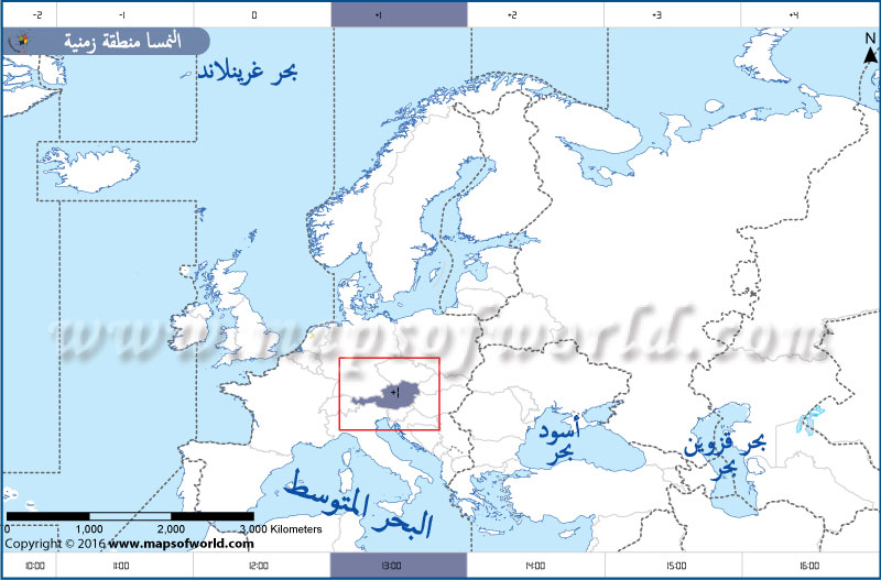 النمسا المنطقة الزمنية خريطة