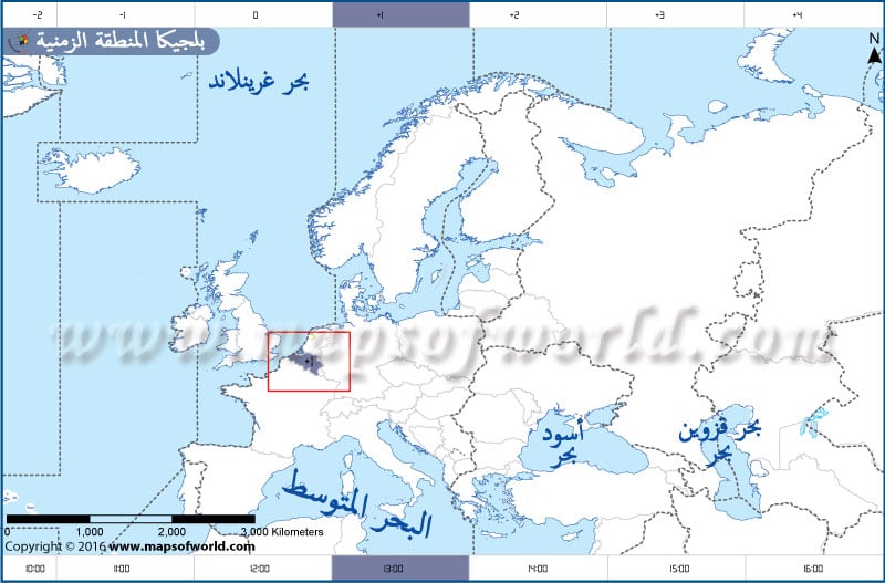 بلجيكا المنطقة الزمنية خريطة