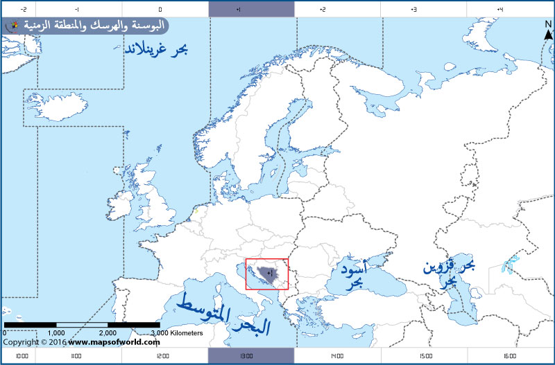 البوسنة المنطقة الزمنية خريطة
